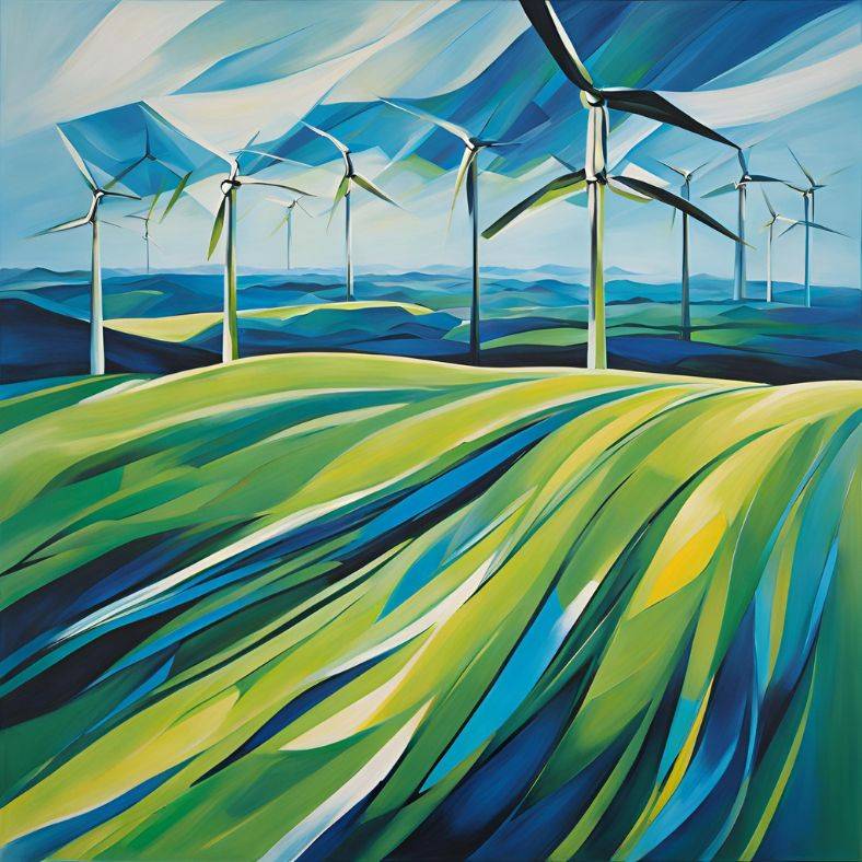 Wind turbines in a field